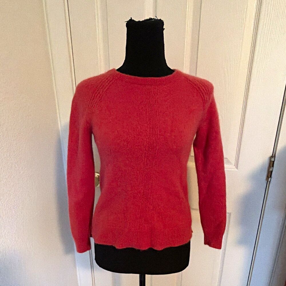 Magaschoni 100% Cashmere Women's Crewneck Long Sleeve Pullover Sweater Pink XS